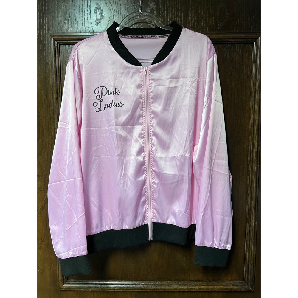 Pink Ladies Jacket Women 3XL Pink Grease Costume Satin Finish Bomber Halloween